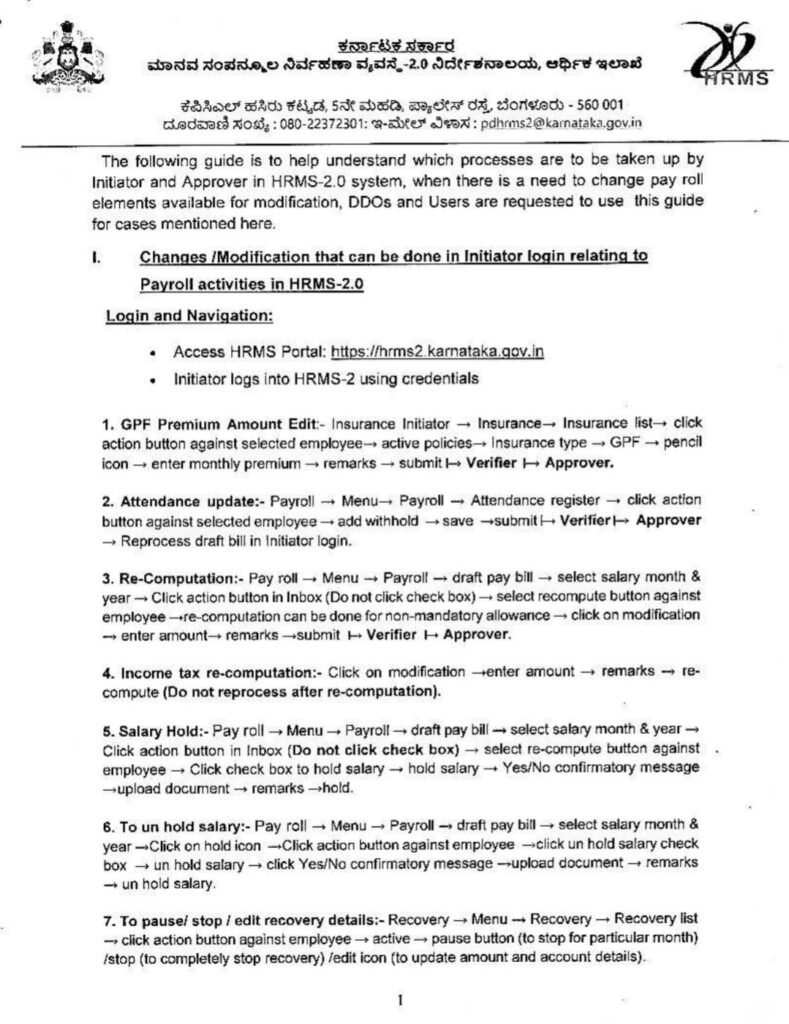 Changes /Modification