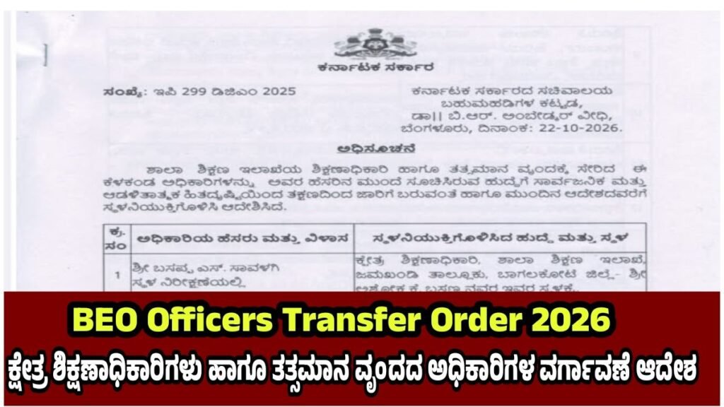 BEO Officers Transfer Order 2026